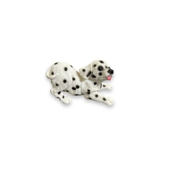 Vintage Adorable Dalmatian Spotted Coach Dog Puppy Sitting Figurine Resin Glass - Picture 3 of 10